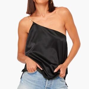 Cami NYC Tilda Silk Cami Top Black Size Small NWT NEW pearl strand tank shoulder